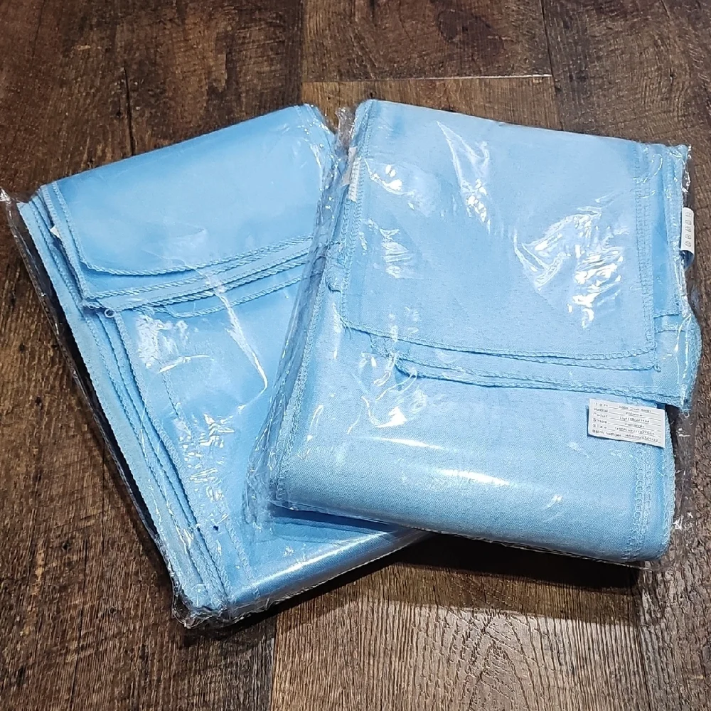 120 Baby Blue Satin Chair Bows/Sashes - 12 Packages Of 10 For Baby Or Wedding